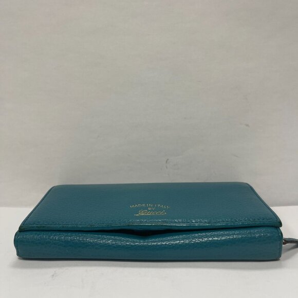 Gucci Blue Pebbled Leather Swing Continental Wallet - Preowned - Picture 7 of 16